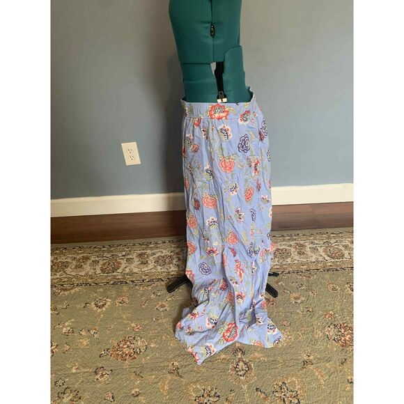 LOFT Blue Floral Godet Midi Skirt, size L - Picture 6 of 7